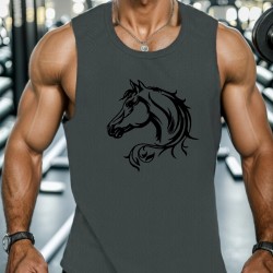 SURFING Silhouette Print Men's Crew Neck Sleeveless T-shirt, Hiking Tank Top, Casual Comfy Breathable Top For Summer, Outdoor Sports