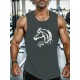 SURFING Silhouette Print Men's Crew Neck Sleeveless T-shirt, Hiking Tank Top, Casual Comfy Breathable Top For Summer, Outdoor Sports