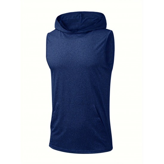 Stylish Sleeveless Hooded Muscle Tank Top - Breathable, Moisture-Wicking, Quick-Drying, Perfect for Summer Sports, Fitness, Gym, Running, and Outdoor Activities - Ideal for Men Who Want Comfort and Freedom of Movement