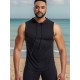 Men'S Vest Quick-Drying Sports Sleeveless Fitness Wear Basketball Vest Mesh Hooded with Drawstring