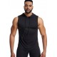 Men'S Vest Quick-Drying Sports Sleeveless Fitness Wear Basketball Vest Mesh Hooded with Drawstring