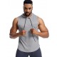 Men'S Vest Quick-Drying Sports Sleeveless Fitness Wear Basketball Vest Mesh Hooded with Drawstring