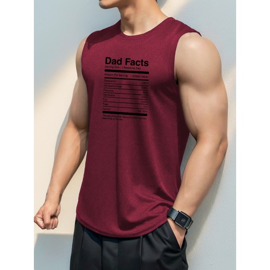 Men's Sleeveless Tank Top with Geometric Pattern - Casual Polyester Vest for Summer, Knit Fabric, Round Neck, Regular Fit, Adult Unisex