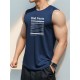 Men's Sleeveless Tank Top with Geometric Pattern - Casual Polyester Vest for Summer, Knit Fabric, Round Neck, Regular Fit, Adult Unisex