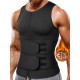 1pc Men'S High Stretch Polyester Waist Trainer Vest - Knit Fabric Crew Neck Sleeveless Tank Top with Zipper and Adjustable Belt for Sports, Sauna, Compression, Shapewear, Fat Burner Workout