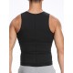 1pc Men'S High Stretch Polyester Waist Trainer Vest - Knit Fabric Crew Neck Sleeveless Tank Top with Zipper and Adjustable Belt for Sports, Sauna, Compression, Shapewear, Fat Burner Workout