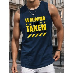 1pc Men'S Casual Polyester Sleeveless Tank Top - Geometric Pattern, Round Neck, Knit Fabric, Regular Fit, Adult Summer Vest