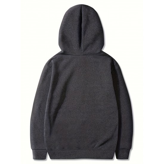 Plus Size Men's Cozy Solid Hoodie - Soft, Breathable, Warm, and Fashionable Casual Hooded Sweatshirt for Autumn and Winter - Ideal for Daily Wear, Outdoor Activities, and Gift Giving