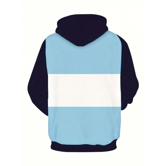 Plus Size Men's Color Block Long Sleeve Casual Stylish Hooded Pullover Hoodie