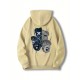 Men's Plus Size Casual Hoodie with Geometric Bear Design - Polyester, Machine Washable, Faux Pocket Detail, PLUS SIZE