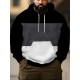 Men's Striped Hoodie with 3D Print - Casual & Sporty Pullover, Polyester Blend, Machine Washable, PLUS SIZE