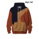 Plus Size Men's Retro Color Block Hoodie - Casual & Stylish Baseball Jacket for Spring/Fall, Breathable Polyester Blend, PLUS SIZE