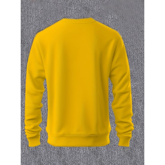 Men's Milan Italy Print Crew Neck Sweatshirt - Casual & Sporty Long Sleeve Pullover, Perfect for Outdoor Activities, PLUS SIZE