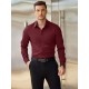 Men'S Plus Size Dress Shirts, Polyester Blend, Casual Work Style, Lapel Collar, Slight Stretch, Solid Color, Button-Down, Regular Fit, Woven, for All Seasons