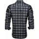 Plus Size Formal Men'S Dress Black Grey Checks Plaids Button Up Dress Shirt, Mature Elegant Top For Wedding/business/dating