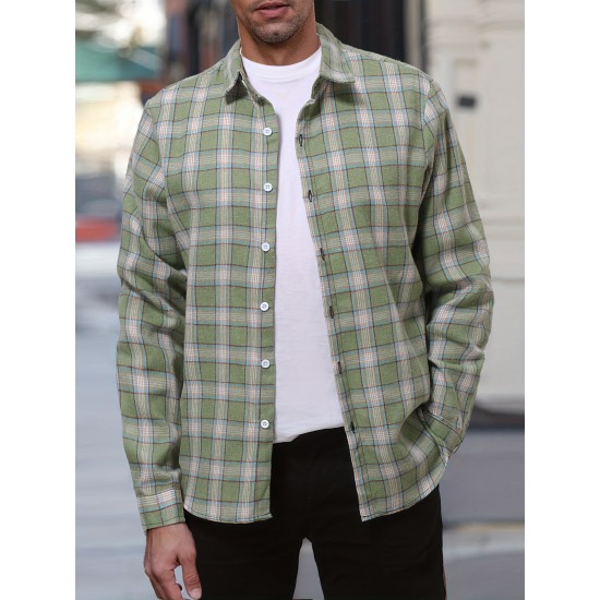 Plus Size Men's Plaid Shirt Oversized Long Sleeve Shirt For Fall Winter, Men's Clothing