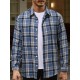 Plus Size Men's Plaid Shirt Oversized Long Sleeve Shirt For Fall Winter, Men's Clothing