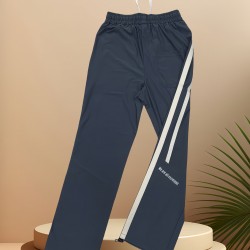 Men's Ice Silk Cool Quality Casual Pants With Elastic Waist, Trendy Versatile Striped Trousers