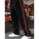 1pc Men'S Casual Wide-Leg Sweatpants with Geometric Plaid Panels, Elastic Waistband with Drawstrings, Pockets, Knit Polyester Fabric, Slight Stretch, All-Season Comfort Fit Trousers