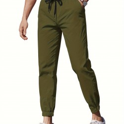 Mens Comfy Stretch Joggers - Elastic Drawstring Waist, Chino Cargo Pockets, Hiking Outdoor Track Sweatpants for Casual Daily Wear - Breathable, Soft, Quick-Drying Fabric