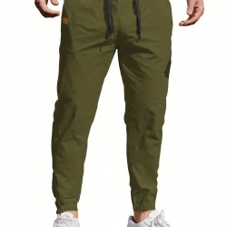 Mens Comfy Stretch Joggers - Elastic Drawstring Waist, Chino Cargo Pockets, Hiking Outdoor Track Sweatpants for Casual Daily Wear - Breathable, Soft, Quick-Drying Fabric