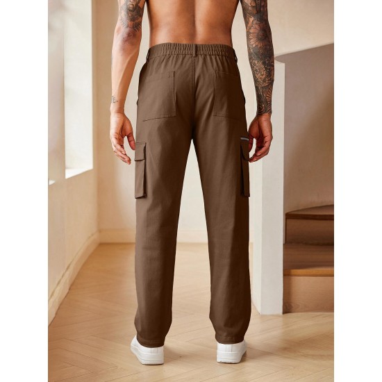 Men's Casual Cargo Pants Relaxed Fit Elastic Waist Work Pant Athletic Jogger Sweatpants with Multi Pockets