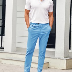 Mens Chinos Slim Fit Pants Flat Front Stretch Skinny Tapered Dress Pants Comfort Casual Solid Trousers