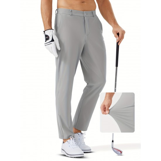 1pc ZUTY Men'S Golf Pants - Solid Color Nylon Sports Style, Skinny Fit, Medium Stretch with 5 Pockets, 4-Way Stretch Fabric, Regular Length, Casual Scene, Suitable for Fall/Winter, Ideal for Golf, Workout, and Athletic Activities