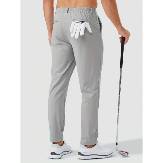 1pc ZUTY Men'S Golf Pants - Solid Color Nylon Sports Style, Skinny Fit, Medium Stretch with 5 Pockets, 4-Way Stretch Fabric, Regular Length, Casual Scene, Suitable for Fall/Winter, Ideal for Golf, Workout, and Athletic Activities