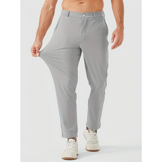 1pc ZUTY Men'S Golf Pants - Solid Color Nylon Sports Style, Skinny Fit, Medium Stretch with 5 Pockets, 4-Way Stretch Fabric, Regular Length, Casual Scene, Suitable for Fall/Winter, Ideal for Golf, Workout, and Athletic Activities