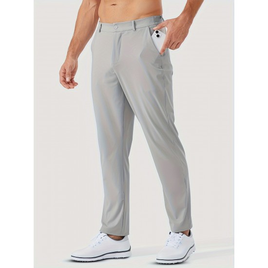 1pc ZUTY Men'S Golf Pants - Solid Color Nylon Sports Style, Skinny Fit, Medium Stretch with 5 Pockets, 4-Way Stretch Fabric, Regular Length, Casual Scene, Suitable for Fall/Winter, Ideal for Golf, Workout, and Athletic Activities