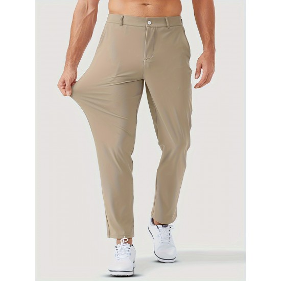 1pc ZUTY Men'S Golf Pants - Solid Color Nylon Sports Style, Skinny Fit, Medium Stretch with 5 Pockets, 4-Way Stretch Fabric, Regular Length, Casual Scene, Suitable for Fall/Winter, Ideal for Golf, Workout, and Athletic Activities