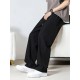 Summer Wear Men's Solid Color Slacks with Drawstring and Pockets