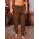 Men's Viking Renaissance-Inspired Casual Pants with Drawstring Waist and Tapered Legs - Solid Color, Polyester, Machine Washable