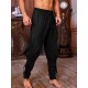 Men's Viking Renaissance-Inspired Casual Pants with Drawstring Waist and Tapered Legs - Solid Color, Polyester, Machine Washable