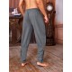 Men's Viking Renaissance-Inspired Casual Pants with Drawstring Waist and Tapered Legs - Solid Color, Polyester, Machine Washable