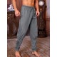 Men's Viking Renaissance-Inspired Casual Pants with Drawstring Waist and Tapered Legs - Solid Color, Polyester, Machine Washable