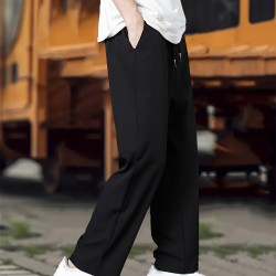 Men's Fashionable Plain Casual Pants, Comfortable Version, Elastic Waist With Drawstring Pants, Suitable For Outdoor Activities Gifts