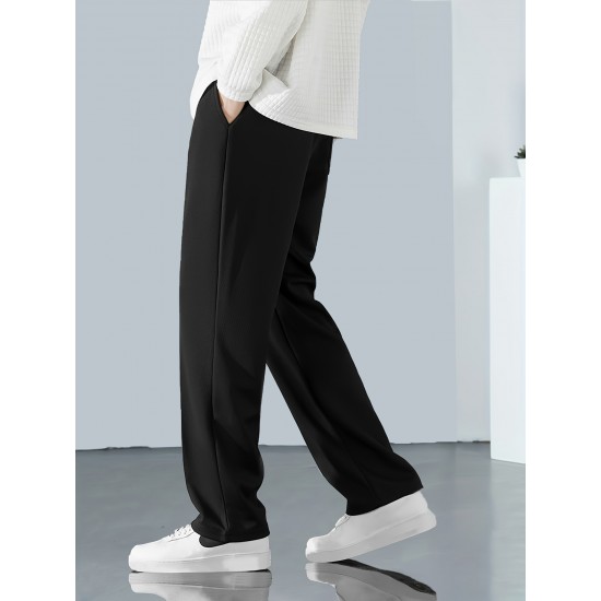 Men's Solid Color Casual Pants With Pockets And Drawstrings, Casual Breathable Pants, Can Be Worn In All Seasons, Suitable For Outdoor Activities Gifts