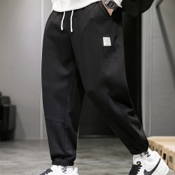 Men's Fleece-Lined Casual Joggers - Warm, Breathable Sweatpants for Fall/Winter | Thick Harem Style with Drawstring Waist & Pockets