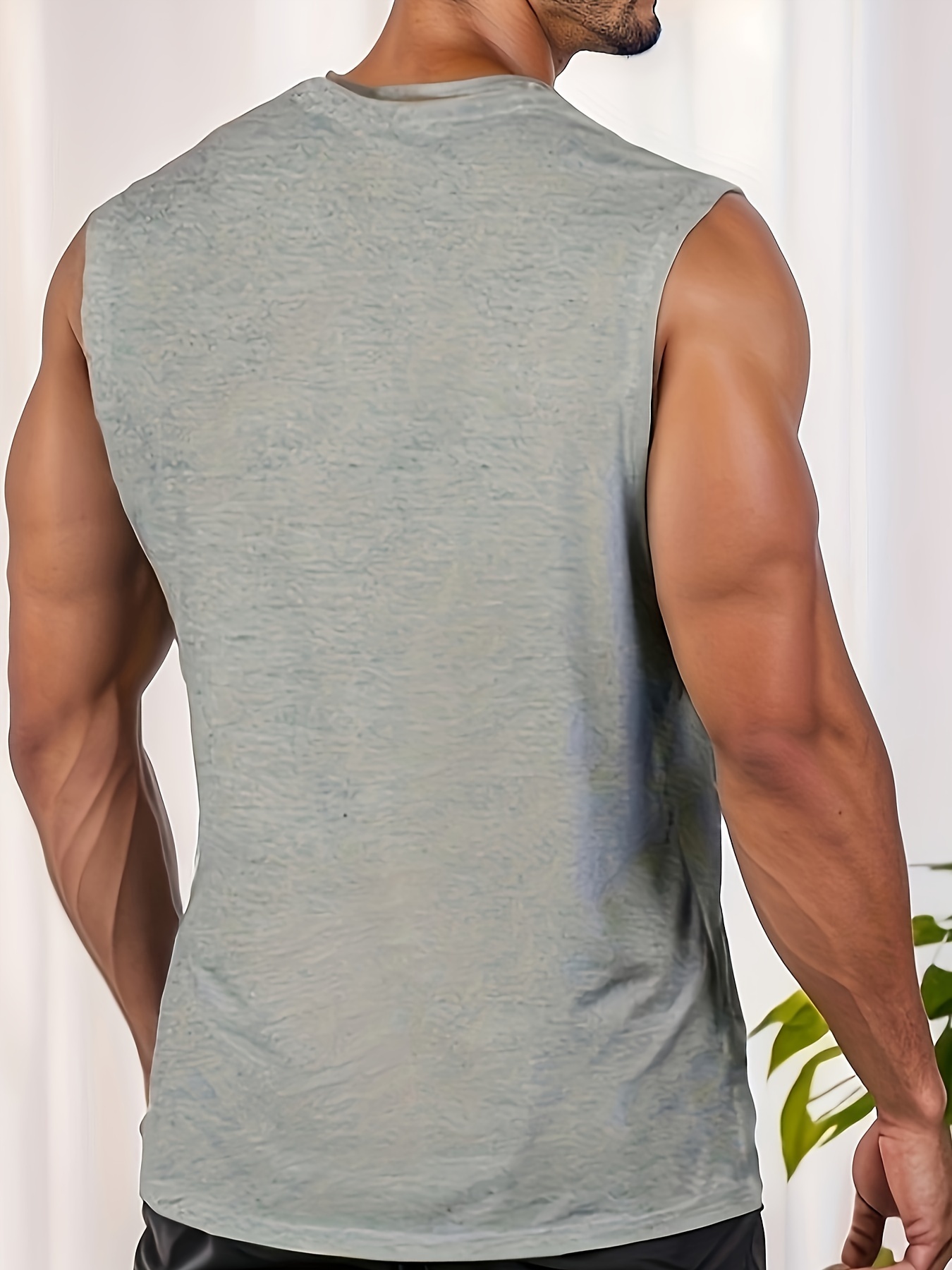 mens solid   top casual v neck sleeveless top mens clothing for summer outdoor details 12