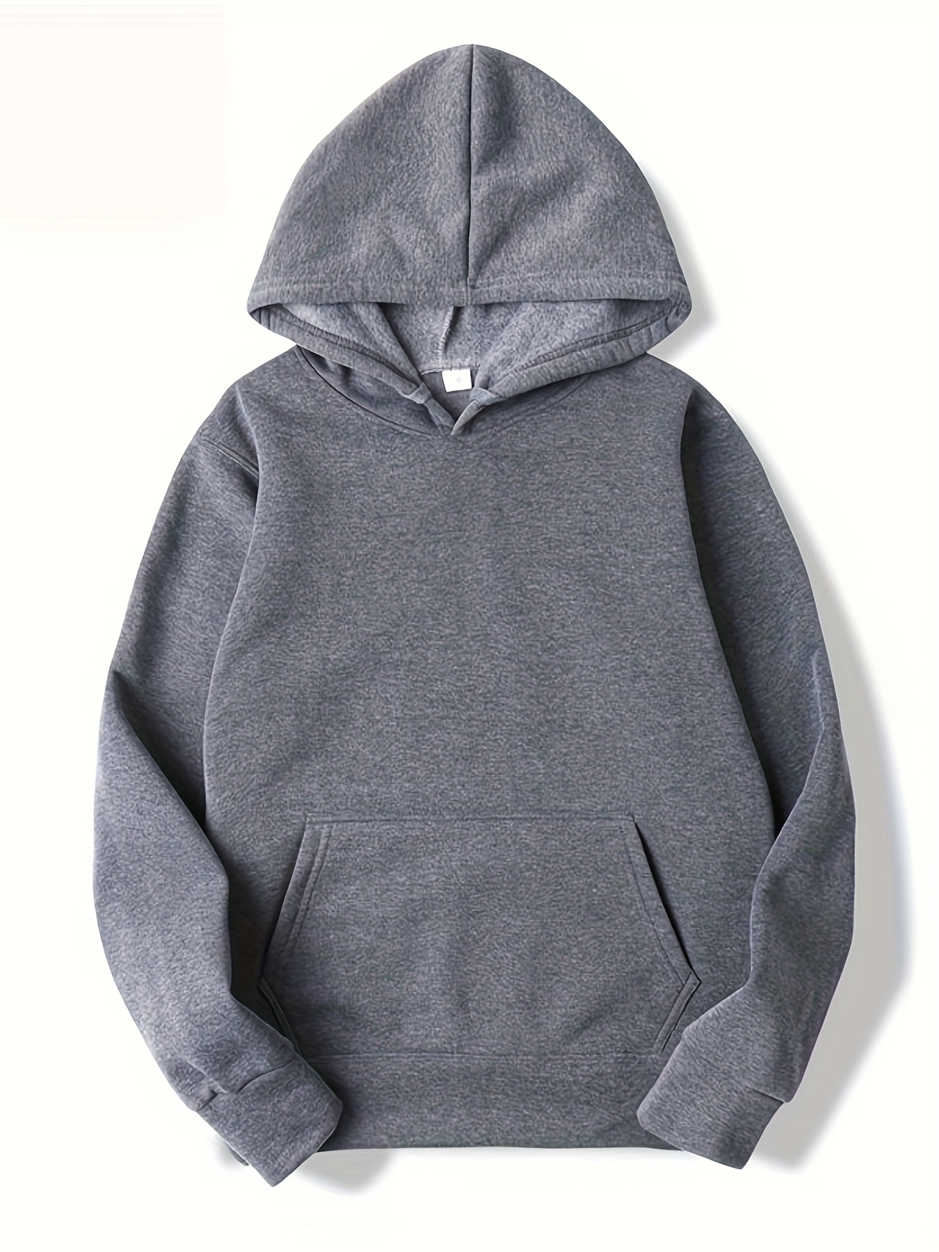 plus size mens solid hoodies fashion casual hooded sweatshirt for autumn winter mens clothing details 3