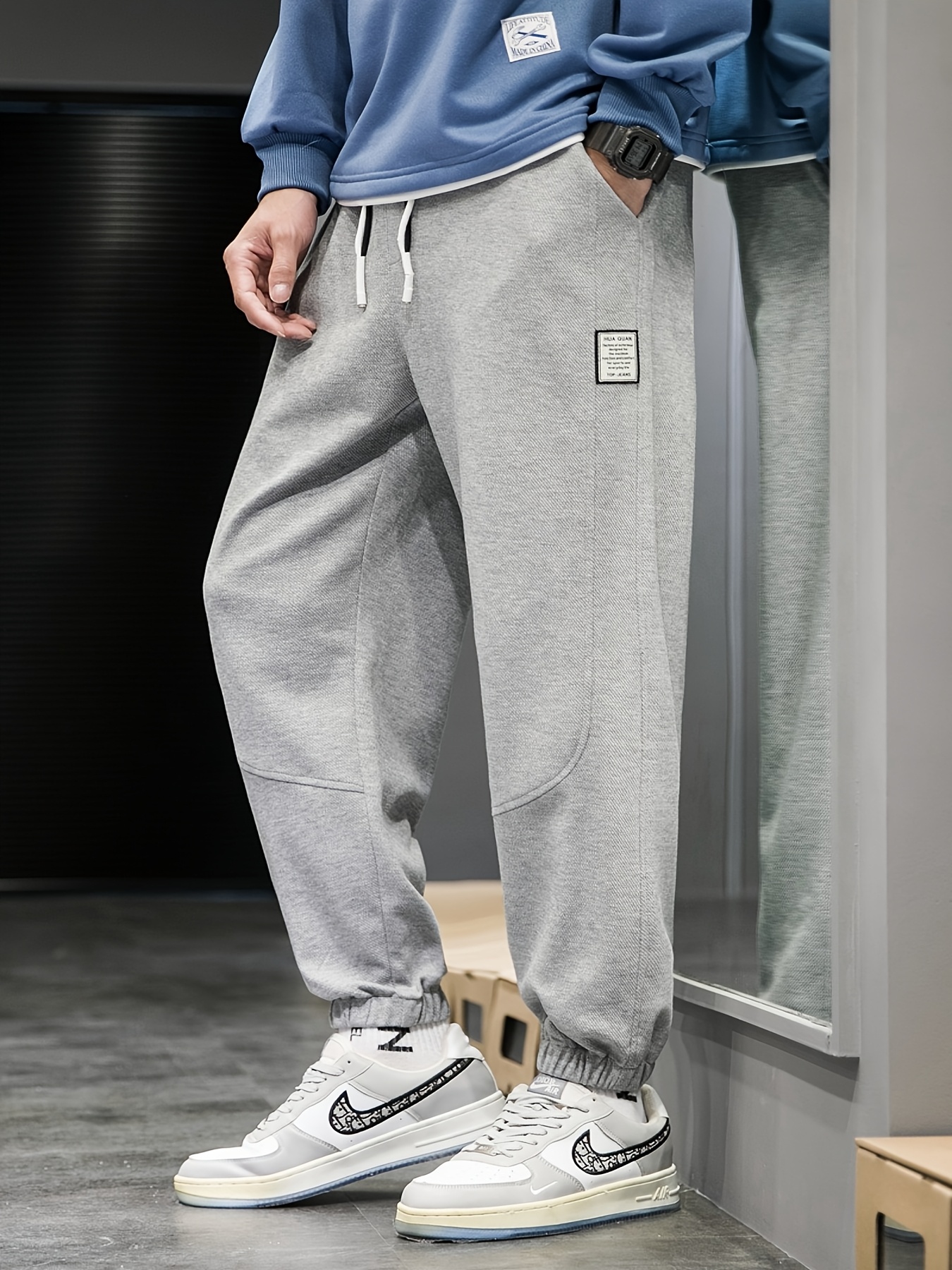 mens fleece lined casual joggers warm breathable sweatpants for   thick harem style with drawstring waist pockets details 0